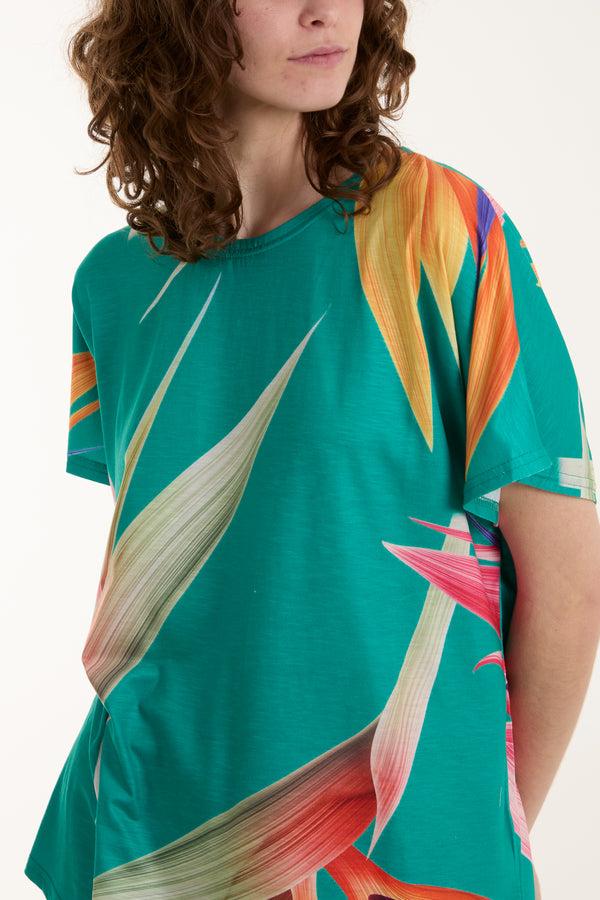 Qed London Abstract Leaf Print Tee