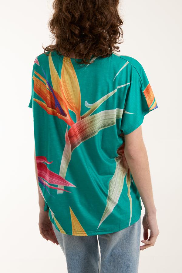 Qed London Abstract Leaf Print Tee