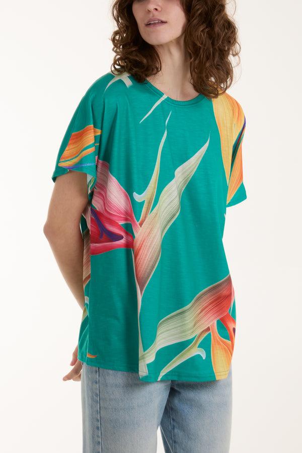 Qed London Abstract Leaf Print Tee
