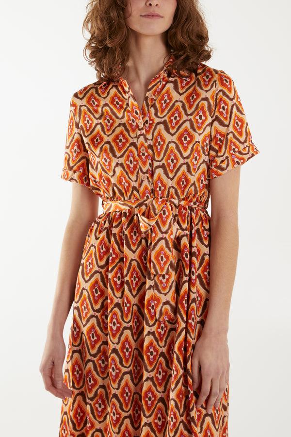 Qed London Abstract Print Tie Front Maxi Dress