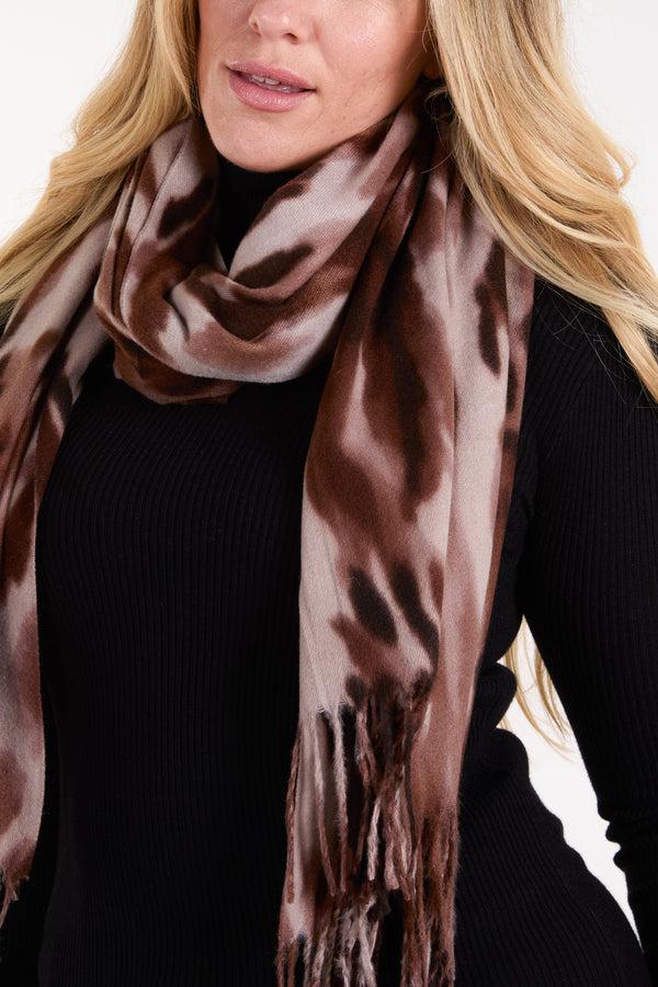 Qed London Abstract Printed Tassel Scarf