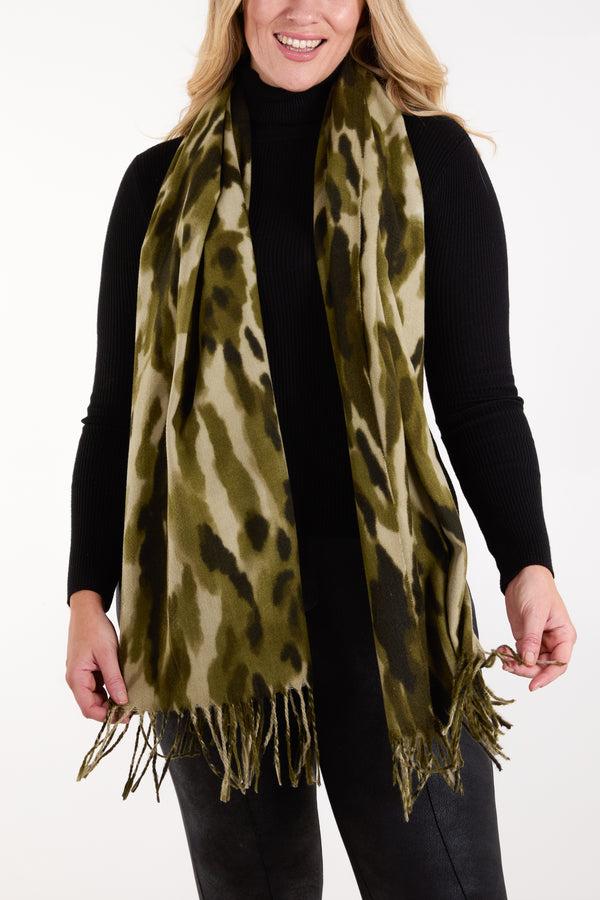 Qed London Abstract Printed Tassel Scarf
