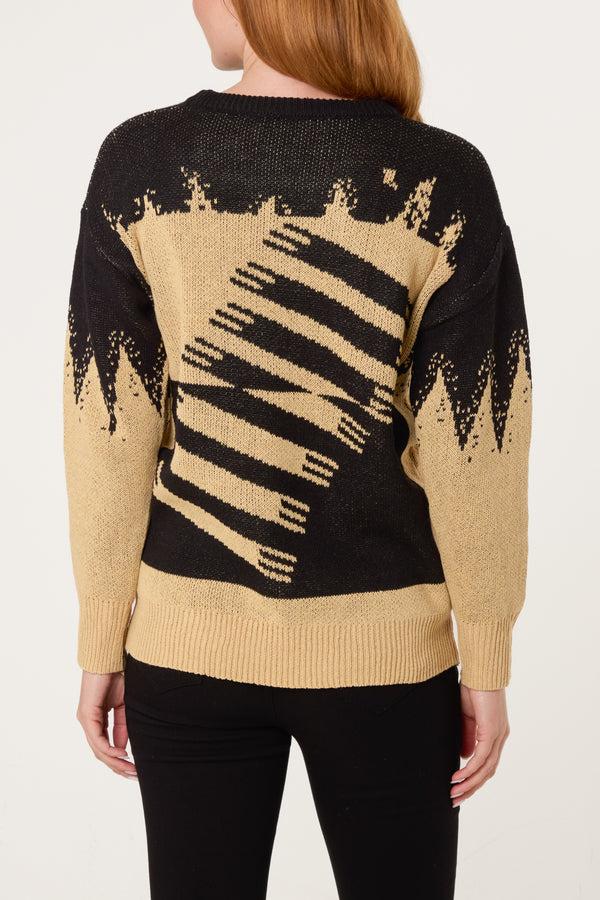 Qed London Abstract Shapes Knit Jumper