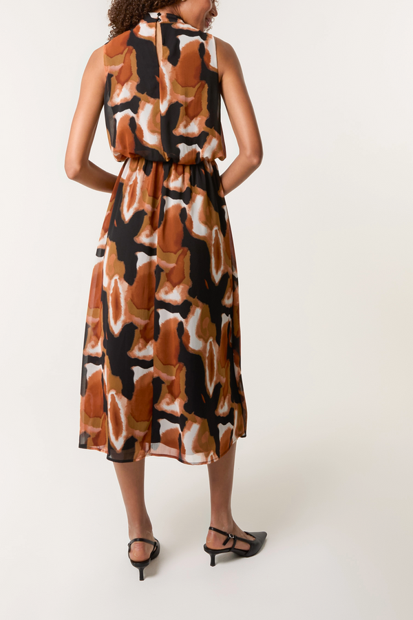 Qed London Abstract Sleeveless Puffball Dress