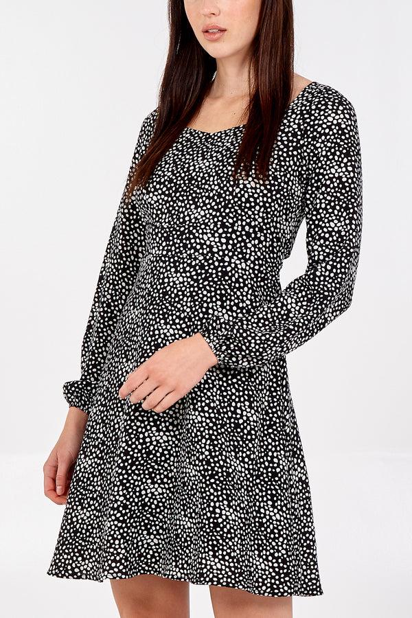 qed london Abstract Spot Sweetheart Neckline Dress