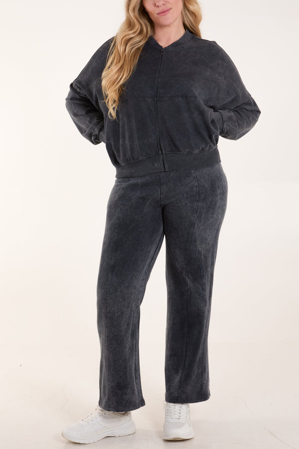 Qed London Acid Wash Bomber Sweatshirt & Jogger Set