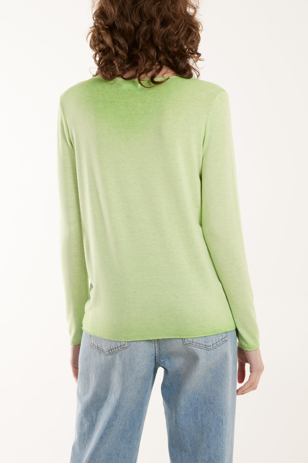 Qed London Acid Wash Shimmer Edge Fine Jumper