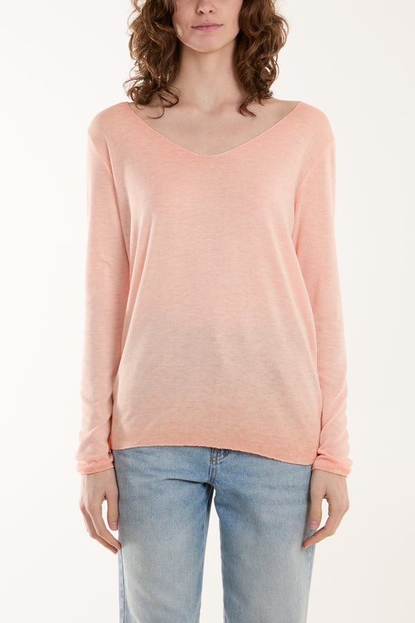 qed london Acid Wash Shimmer Edge Fine Jumper