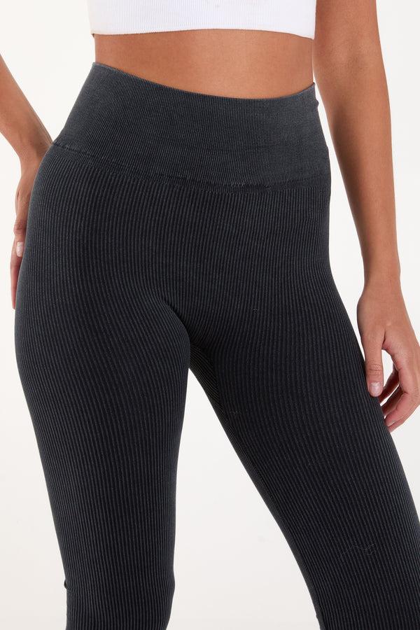 Qed London Acid Washed Ribbed Legging