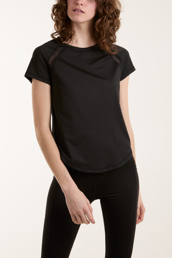 Qed London Active Short Mesh Sleeve Top