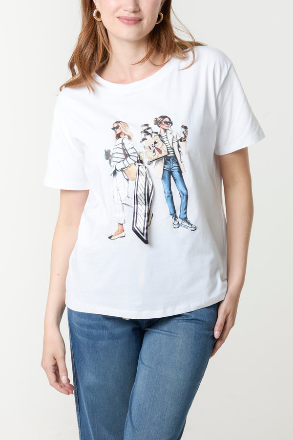 qed london Adorned Graphic Illustration T-Shirt