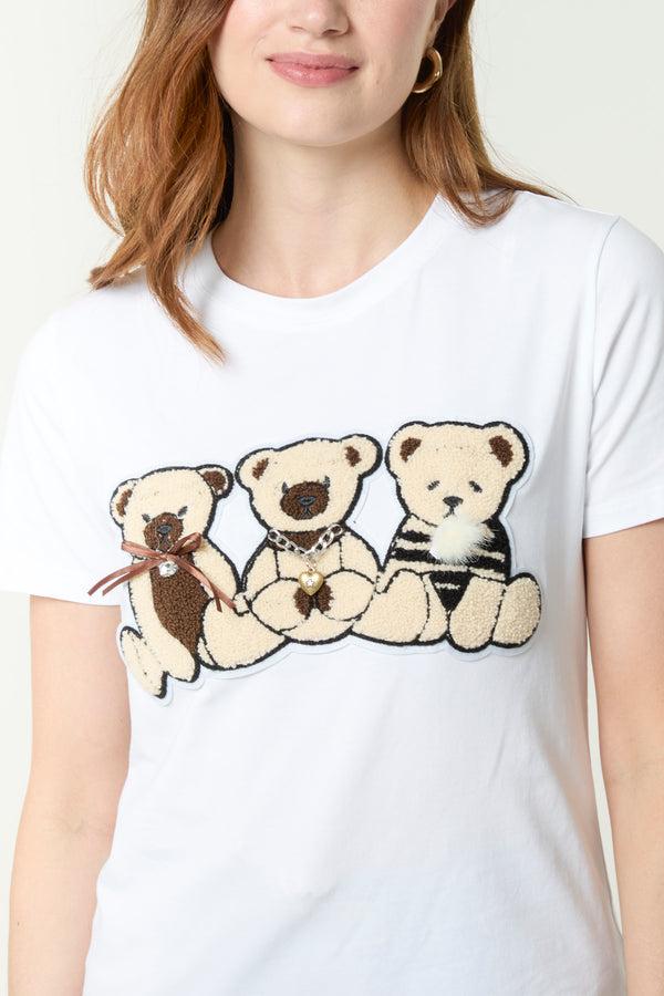 Qed London Adorned Three Teddy Bears T-Shirt