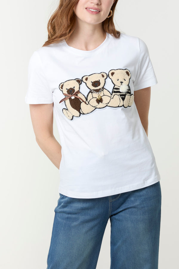 Qed London Adorned Three Teddy Bears T-Shirt