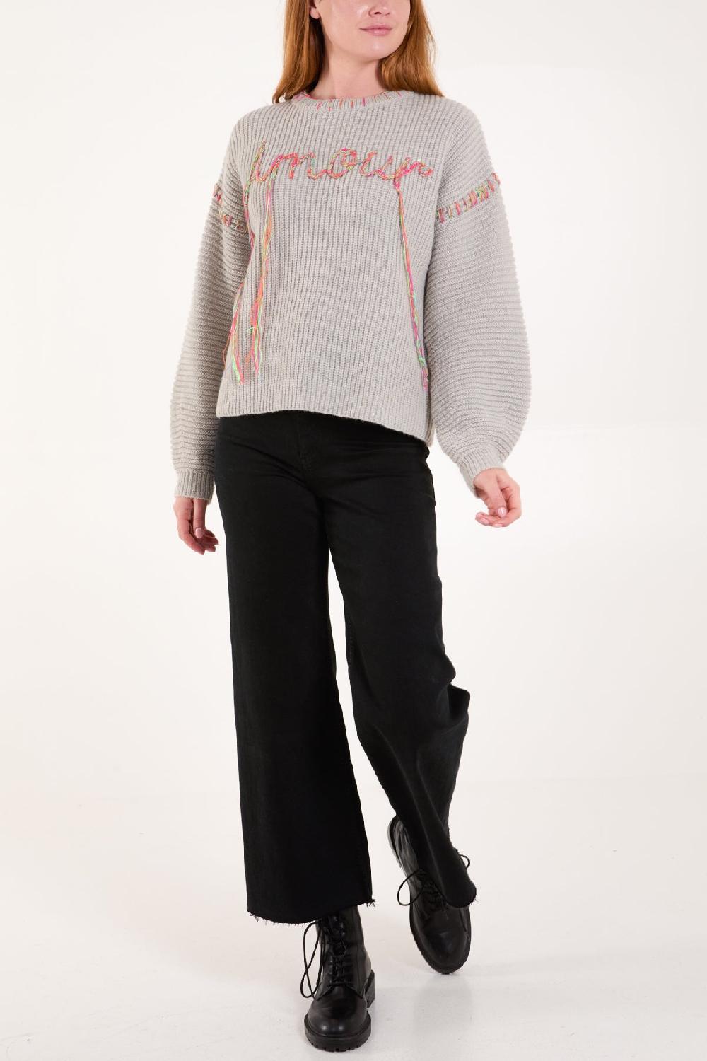 Qed London 'Amour' Stich Embroidery Knit Jumper