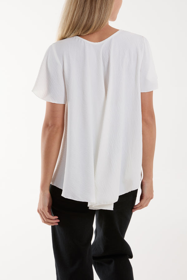 Qed London Angel Sleeve V-Neck Blouse