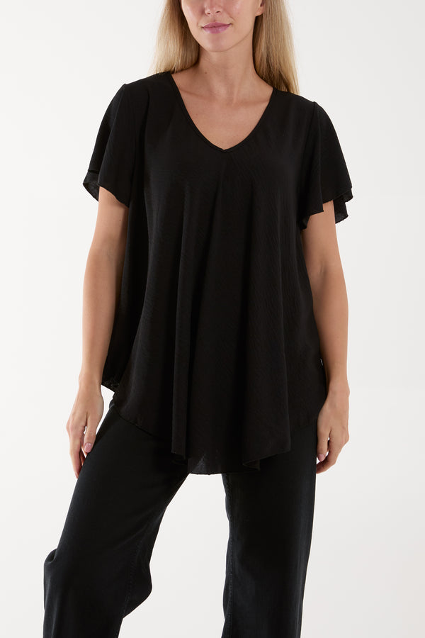 Qed London Angel Sleeve V-Neck Blouse