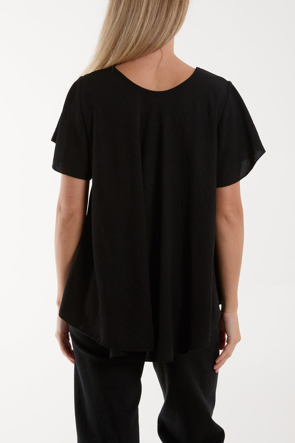 Qed London Angel Sleeve V-Neck Blouse