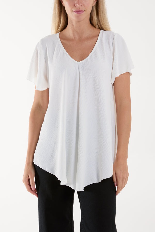 qed london Angel Sleeve V-Neck Blouse