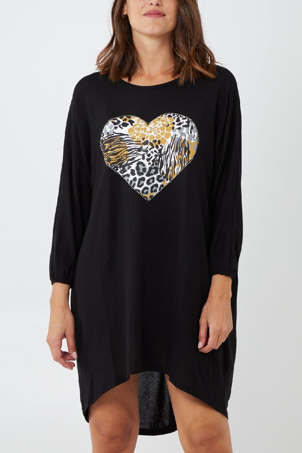 Qed London Animal Heart Tunic Top