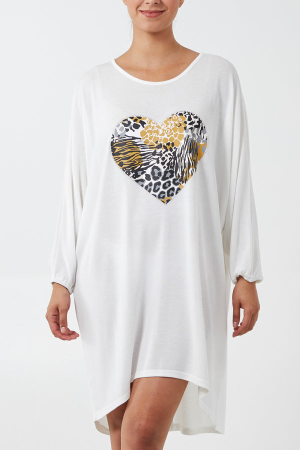 qed london Animal Heart Tunic Top
