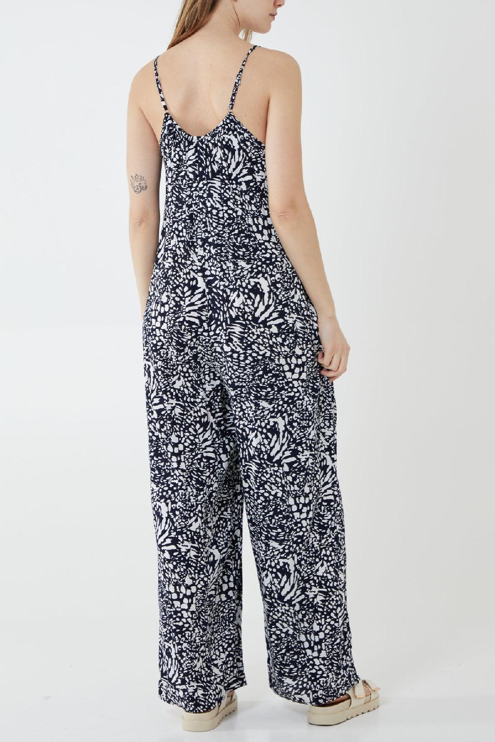 Qed London Animal Print Andy Pandy Cami Jumpsuit