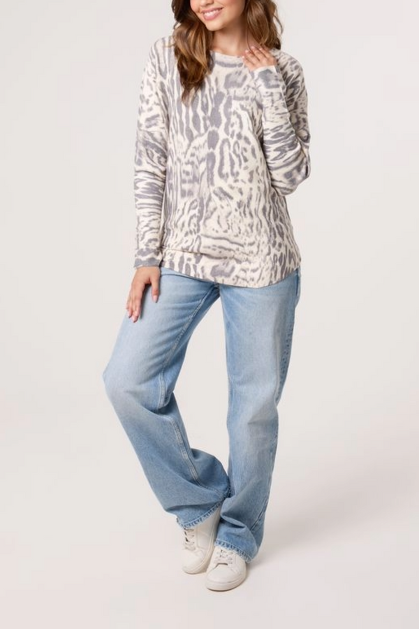 Qed London Animal Print Fine Knit Jumper