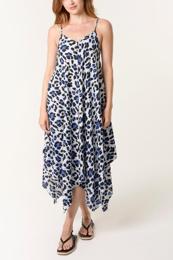 Qed London Animal Print Hanky Hem Dress
