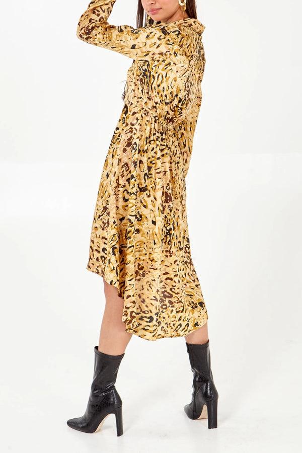 Qed London Animal Print High Low Shirt Dress