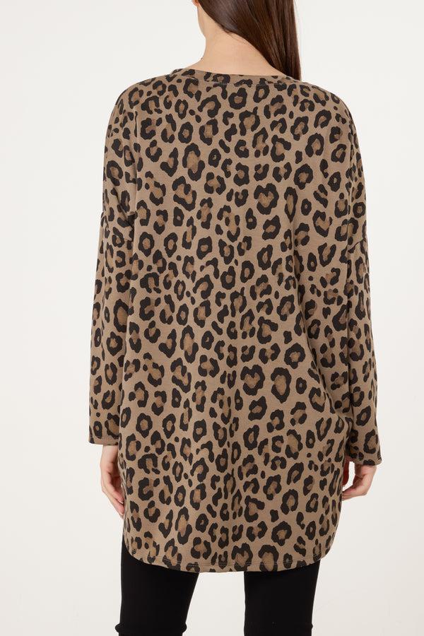 Qed London Animal Print High Low Sweatshirt