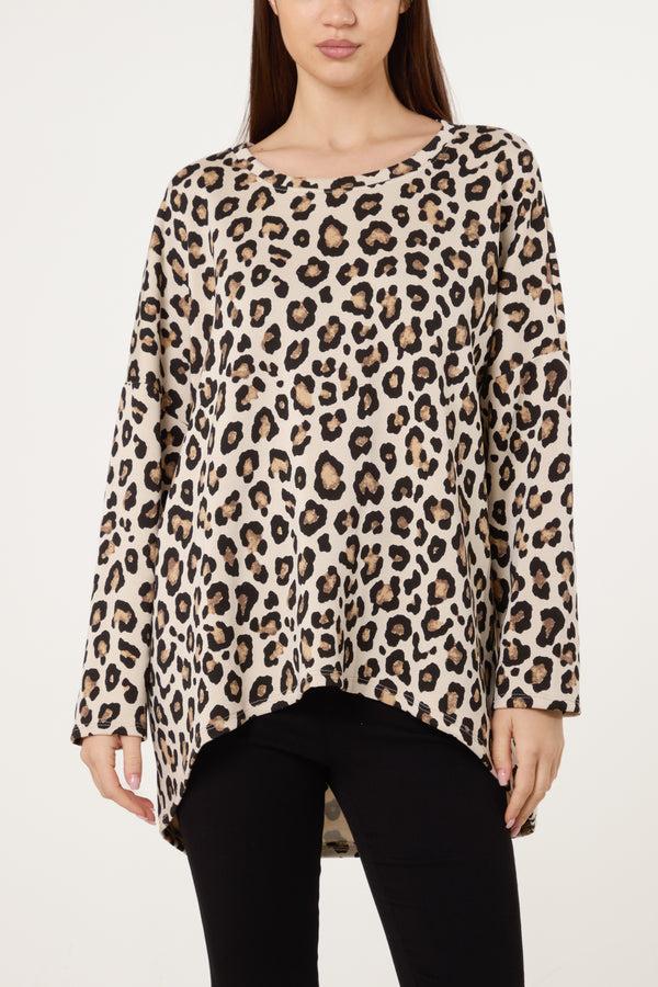 Qed London Animal Print High Low Sweatshirt