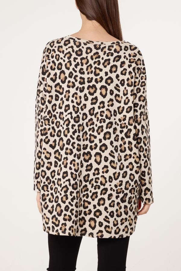 Qed London Animal Print High Low Sweatshirt