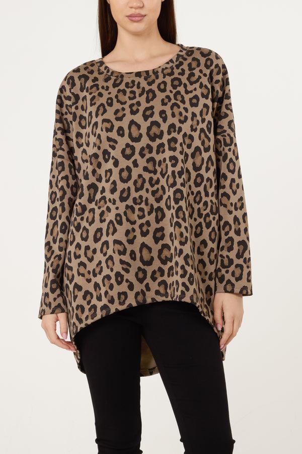 qed london Animal Print High Low Sweatshirt