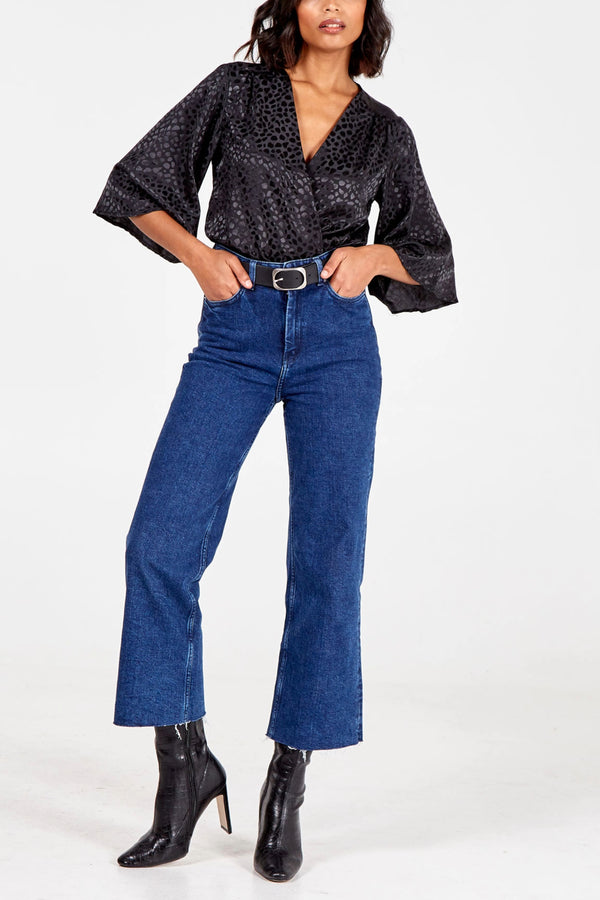 Qed London Animal Print Kimono Sleeve Bodysuit