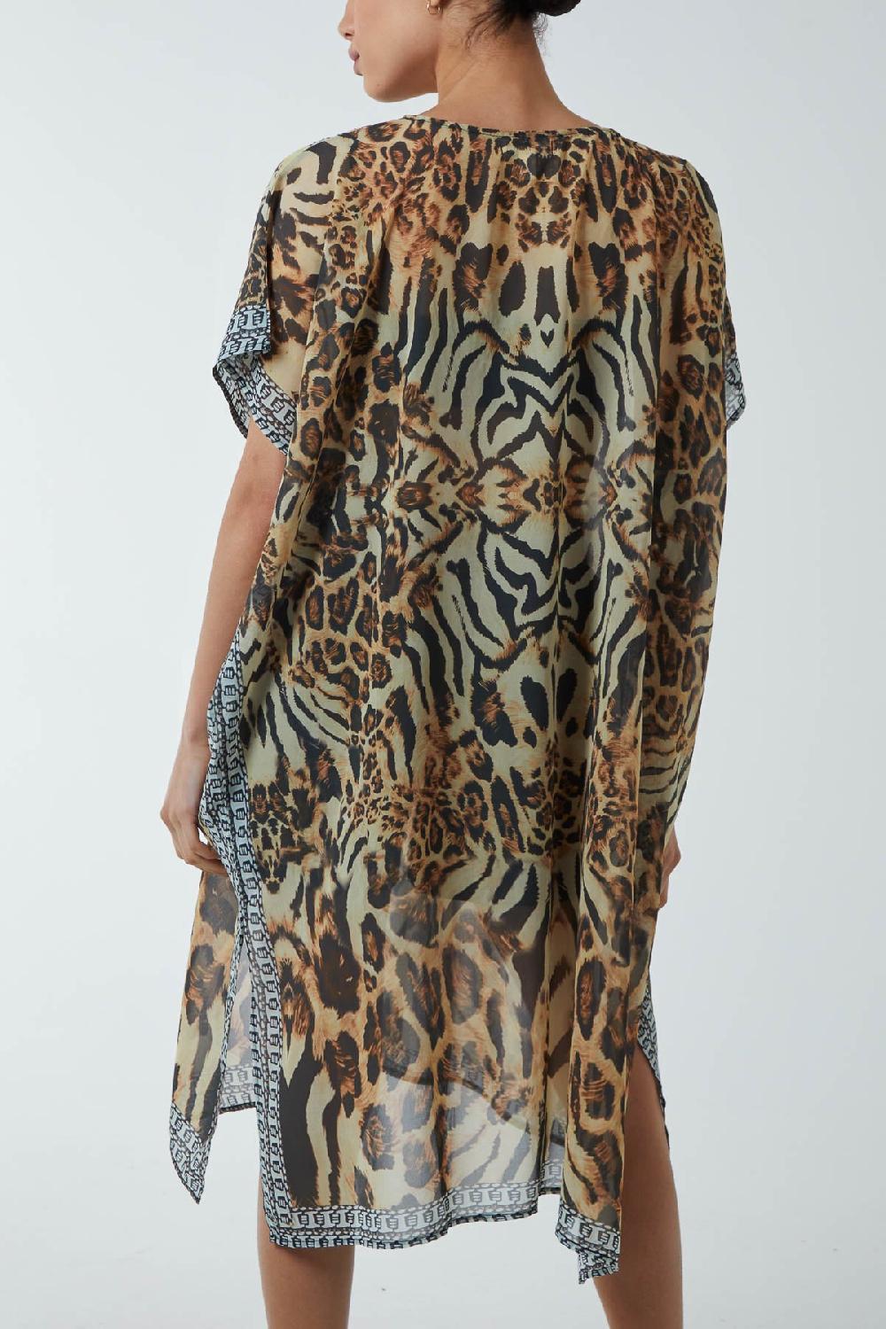 Qed London Animal Print Long Kaftan