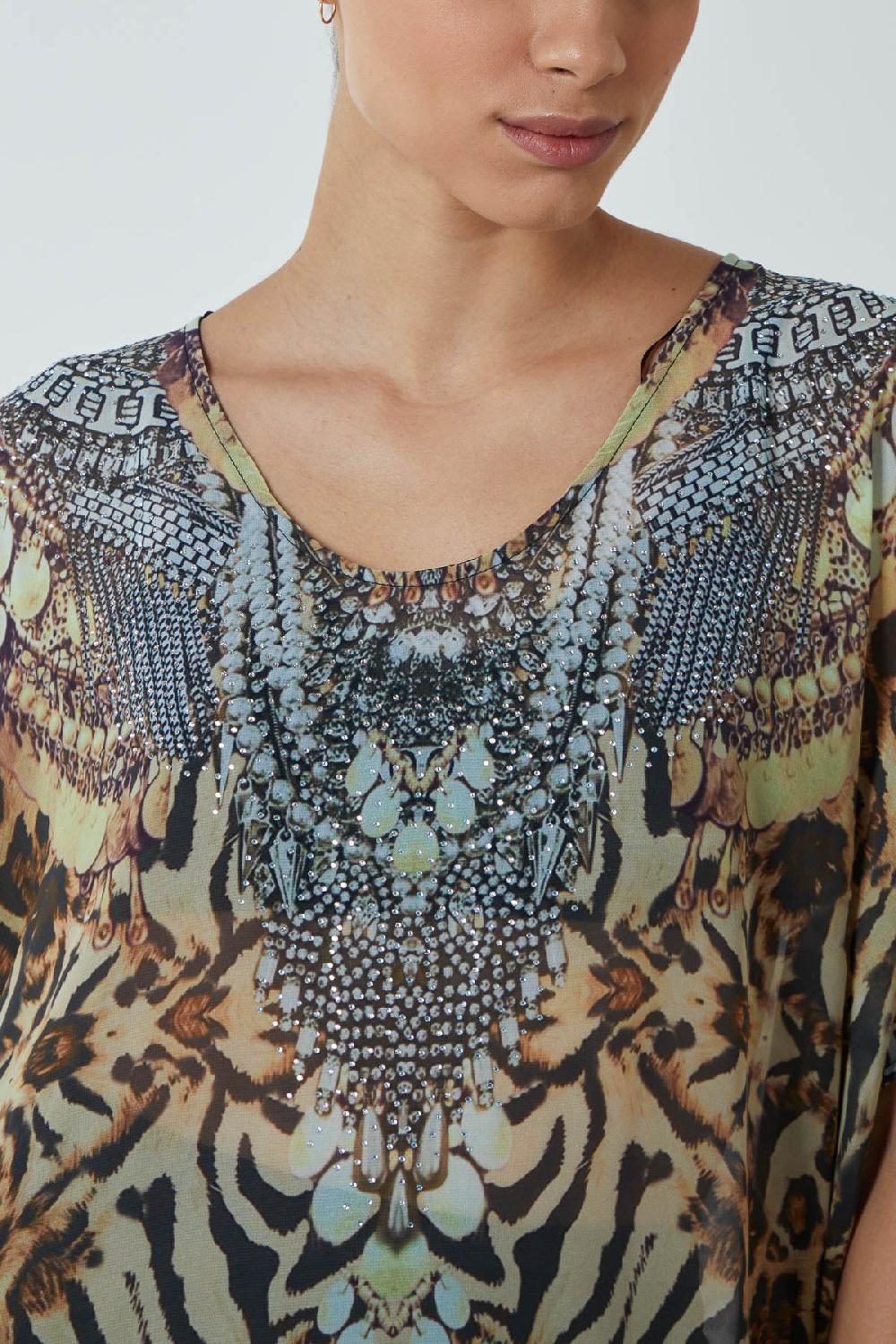 Qed London Animal Print Long Kaftan