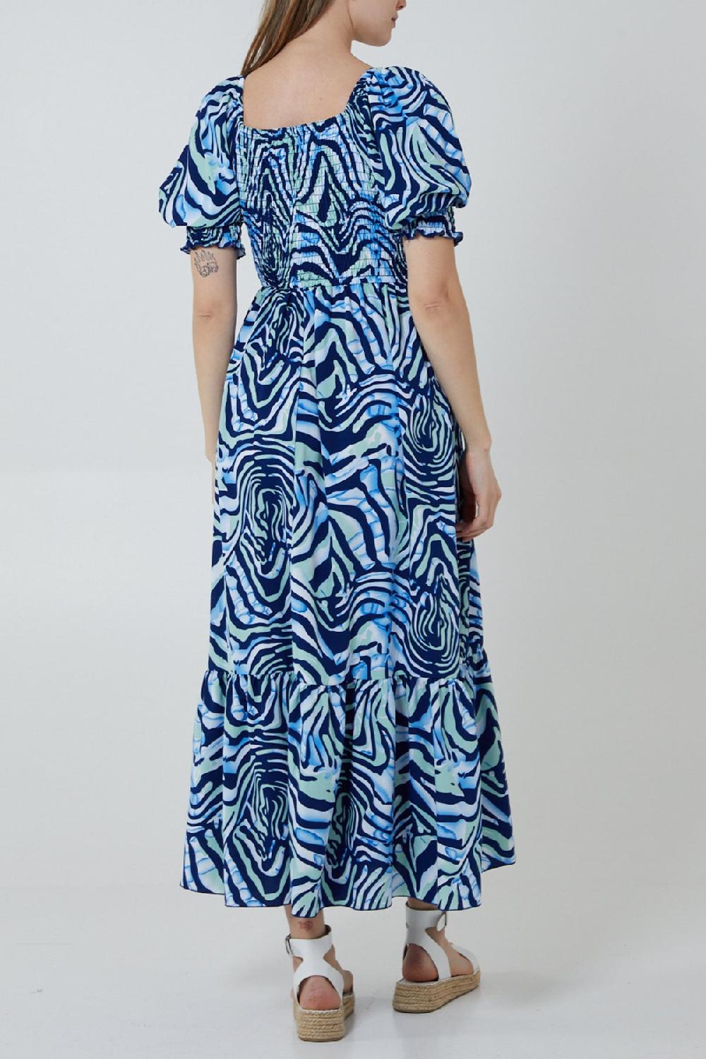 Qed London Animal Print Puff Sleeve Maxi Dress