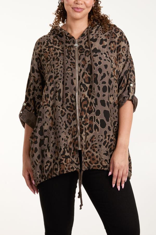 Qed London Animal Print Zip Up Light Jacket