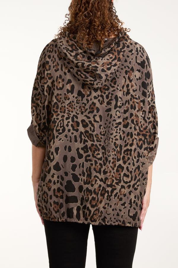 Qed London Animal Print Zip Up Light Jacket