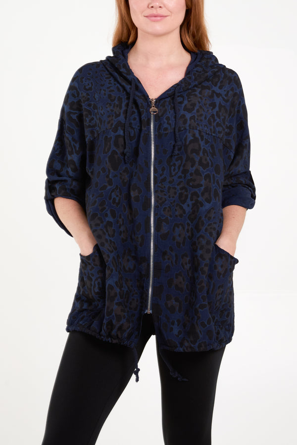 qed london Animal Print Zip Up Light Jacket