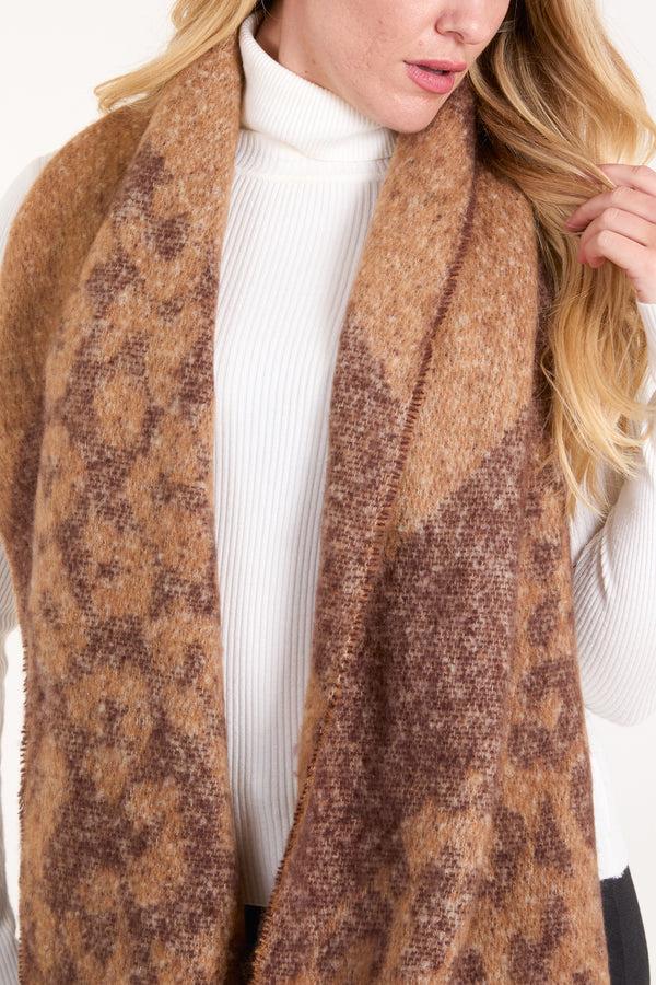 Qed London Animal & Striped Scarf