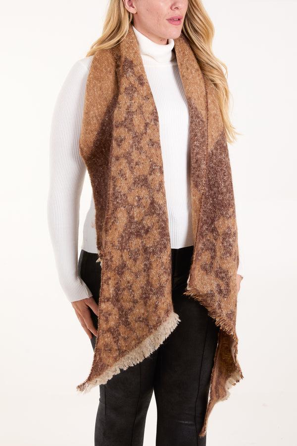 qed london Animal & Striped Scarf