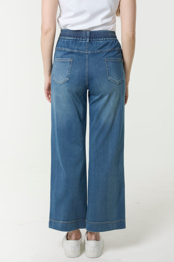 Qed London Ankle Length Wide Leg String Jeans