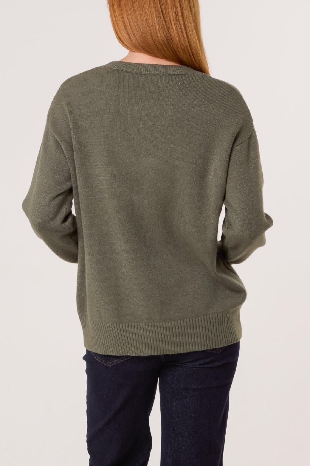 Qed London Argyle Stitch Detail Jumper