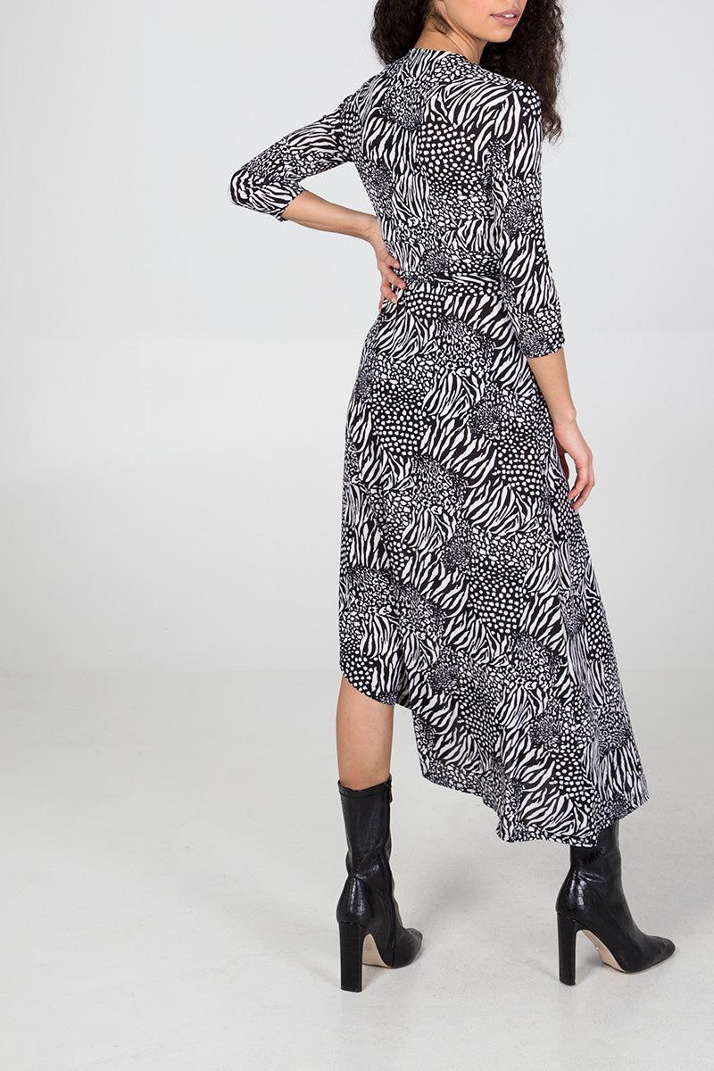 Qed London Asymmetric Animal Print Wrap Dress