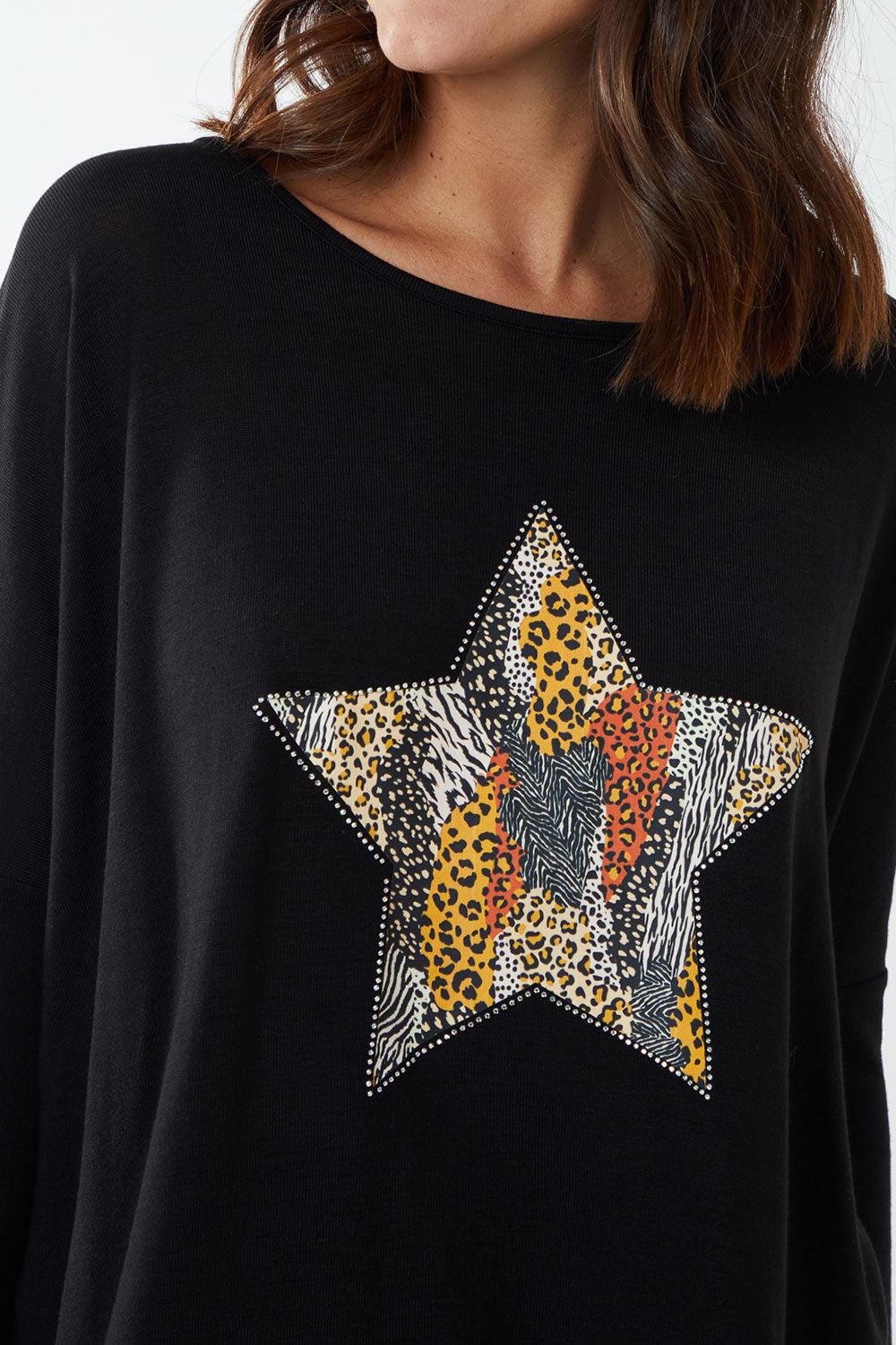 Qed London Asymmetric Animal Star Top