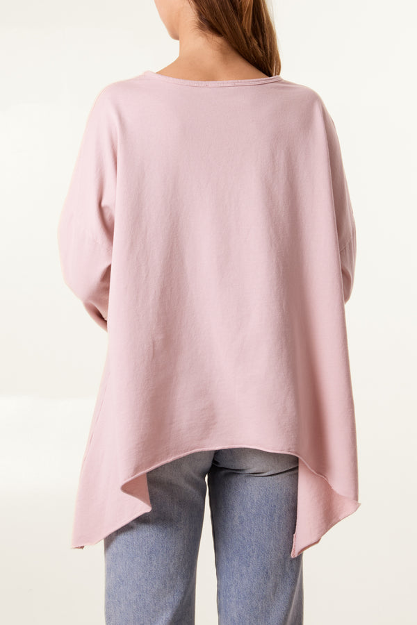Qed London Asymmetric Cotton Long Sleeve Top