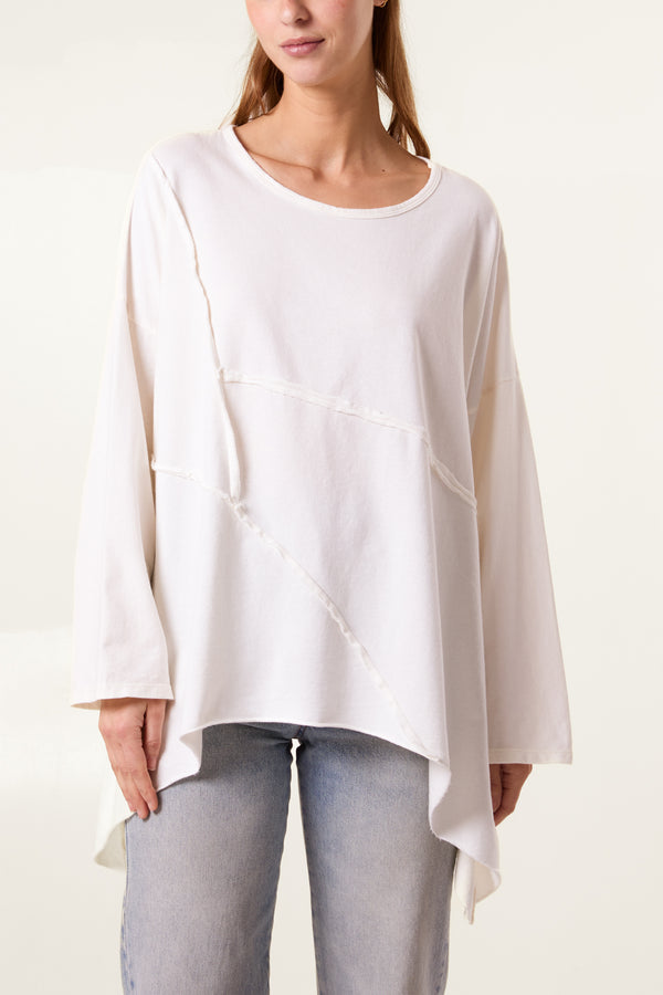 Qed London Asymmetric Cotton Long Sleeve Top