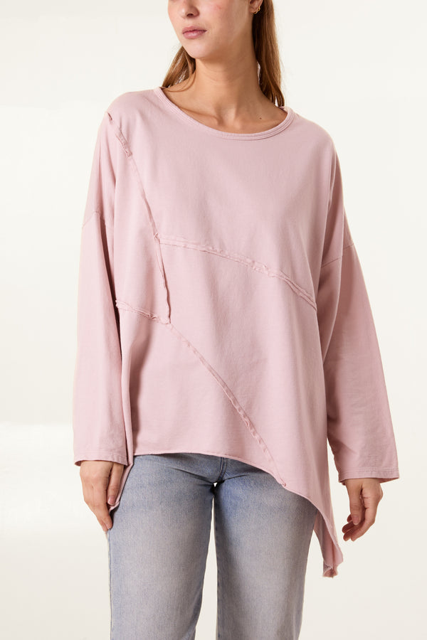 qed london Asymmetric Cotton Long Sleeve Top