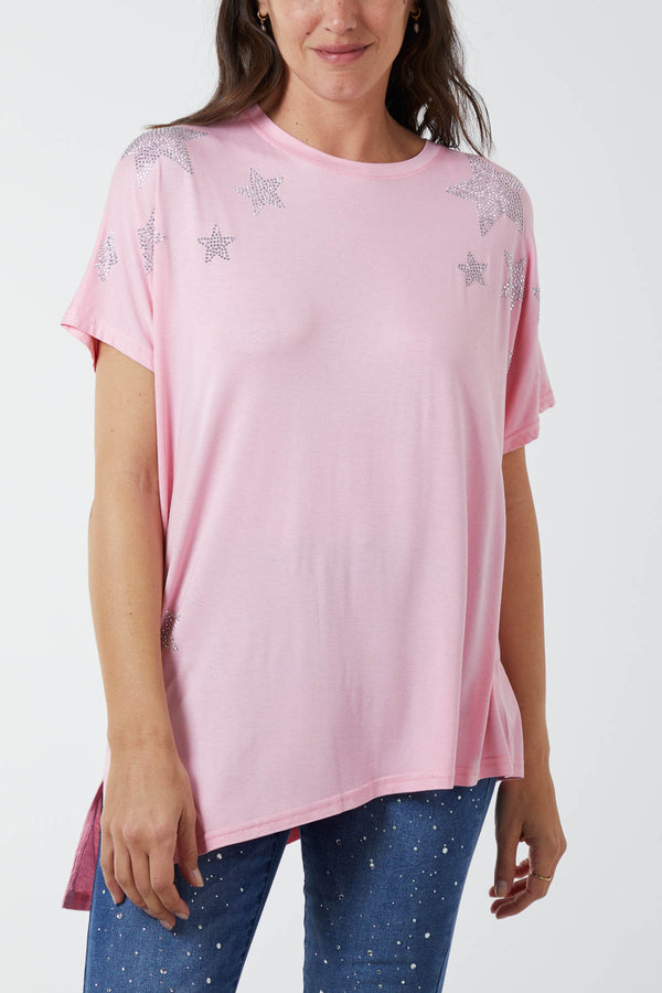 Qed London Asymmetric Diamante Star Top