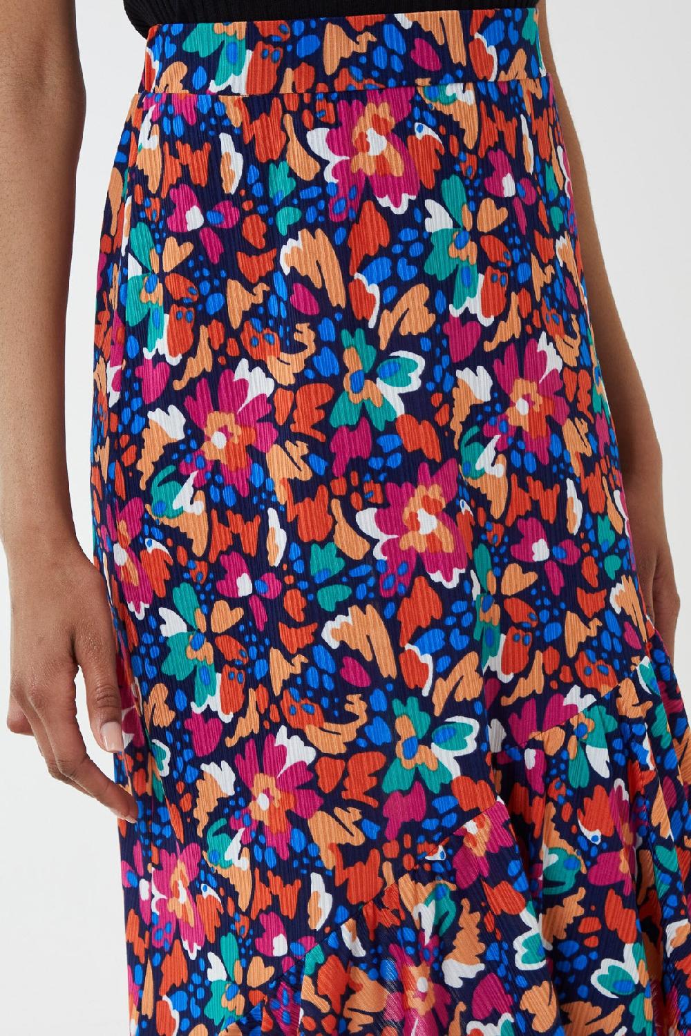 Qed London Asymmetric Floral Midi Skirt